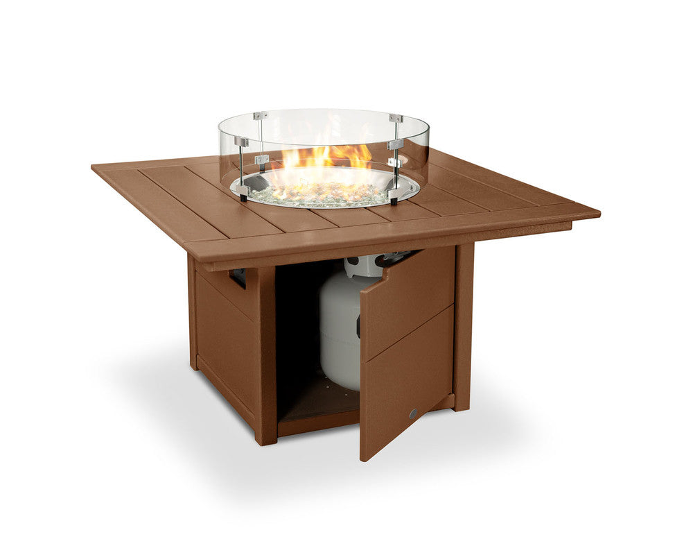 POLYWOOD® Square 42" Fire Pit Table - Teak