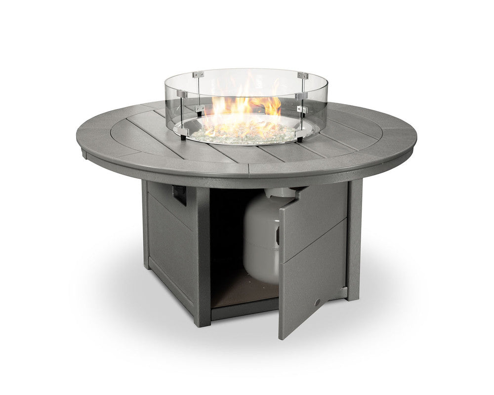 POLYWOOD® Round 48" Fire Pit Table - Slate Grey