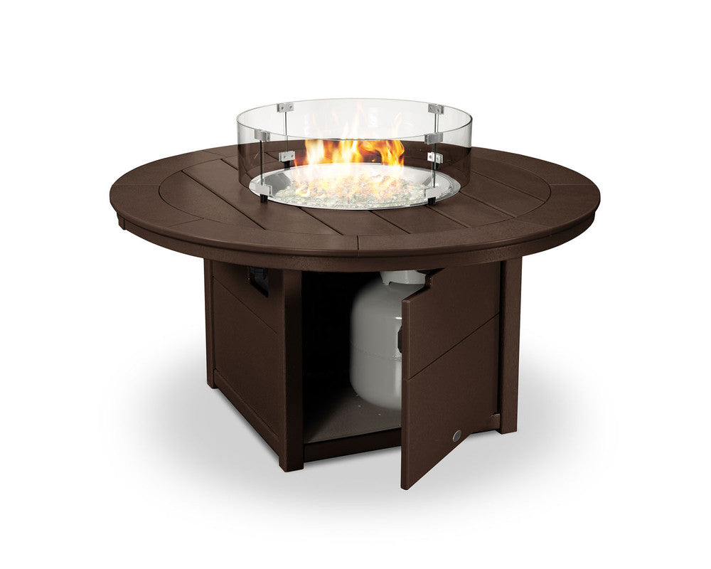 POLYWOOD® Round 48" Fire Pit Table - Mahogany