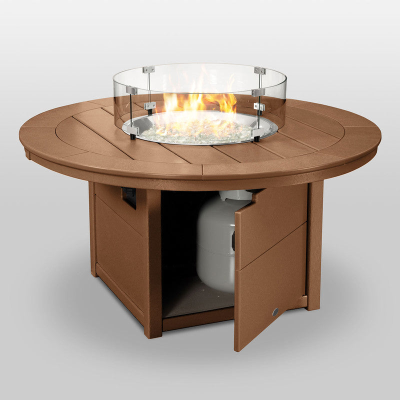 POLYWOOD® Round 48" Fire Pit Table - Teak