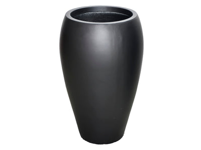 In Full Bloom Small Modern Floor Vase - Matte Black