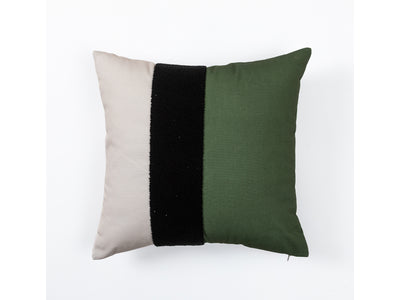 In Full Bloom 18 x 18" Strip Cushion - Green, Black, Beige