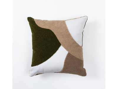 In Full Bloom 18 x 18" Abstract Cushion - Green, White, Beige