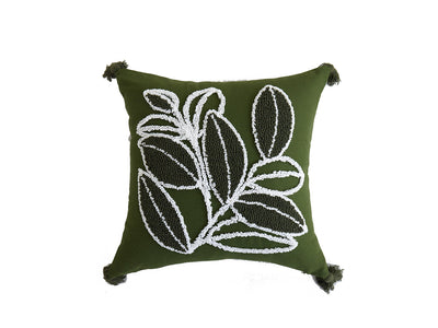 In Full Bloom 18 x 18" Botanical Cushion - Green, White