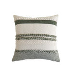 In Full Bloom 18 x 18" Textured Layered Striped Cushion - Green, Ivory