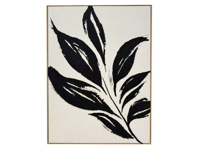 In Full Bloom Bold Black Leaf Wall Art - Ivory, Black