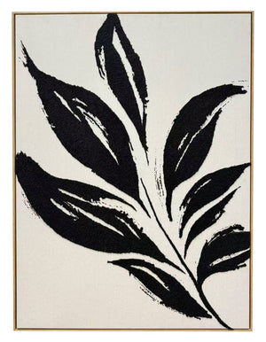 In Full Bloom Bold Black Leaf Wall Art - Ivory, Black