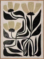 In Full Bloom Stylized Botanical Wall Art - Ivory, Black