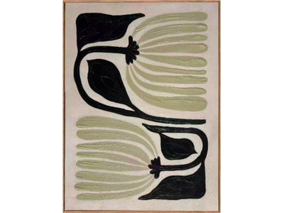 In Full Bloom Stylized Floral Wall Art - Ivory, Black
