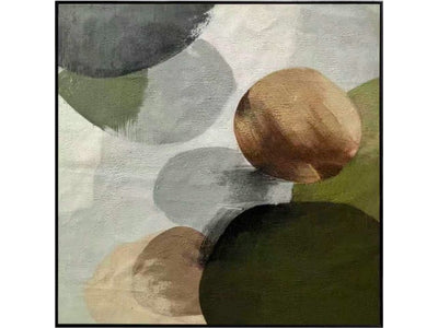 In Full Bloom Modern Abstract Wall Art - Green, Beige, Grey