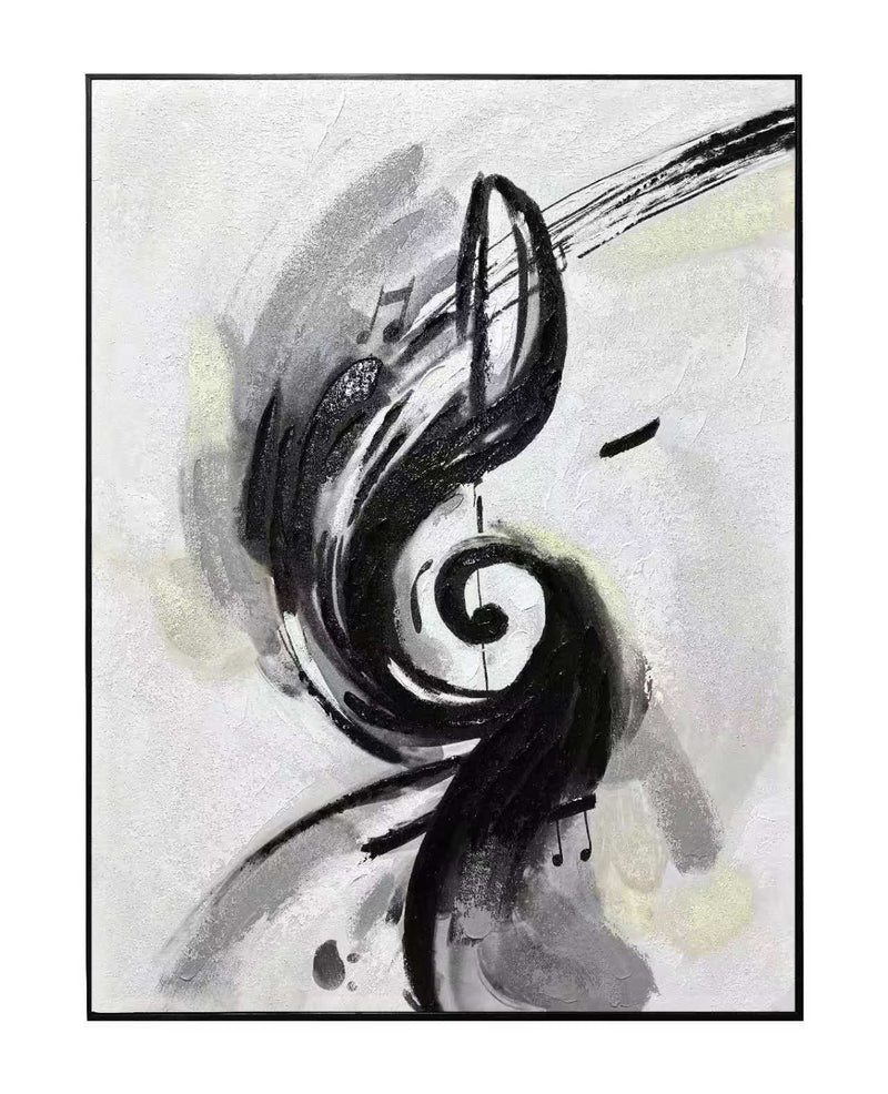 In Harmony Textured Abstract Musical Treble Clef Art | Leon's