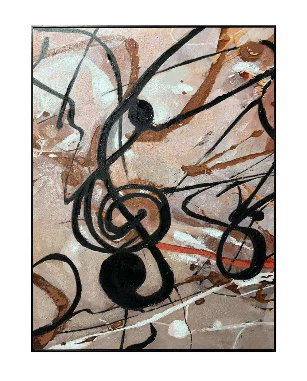 In Harmony Textured Abstract Musical Treble Clef Motif Art