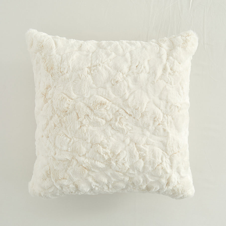 In Harmony 18 x 18" Faux Fur Cushion - White