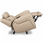 Jackson pristine leather power recliner side view in zero gravity position with backrest and footrest extended