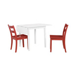 Florian 3-Piece Square Drop Leaf Dining Set - White, Red