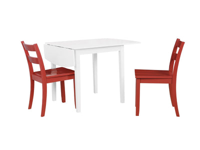 Florian 3-Piece Square Drop Leaf Dining Set - White, Red