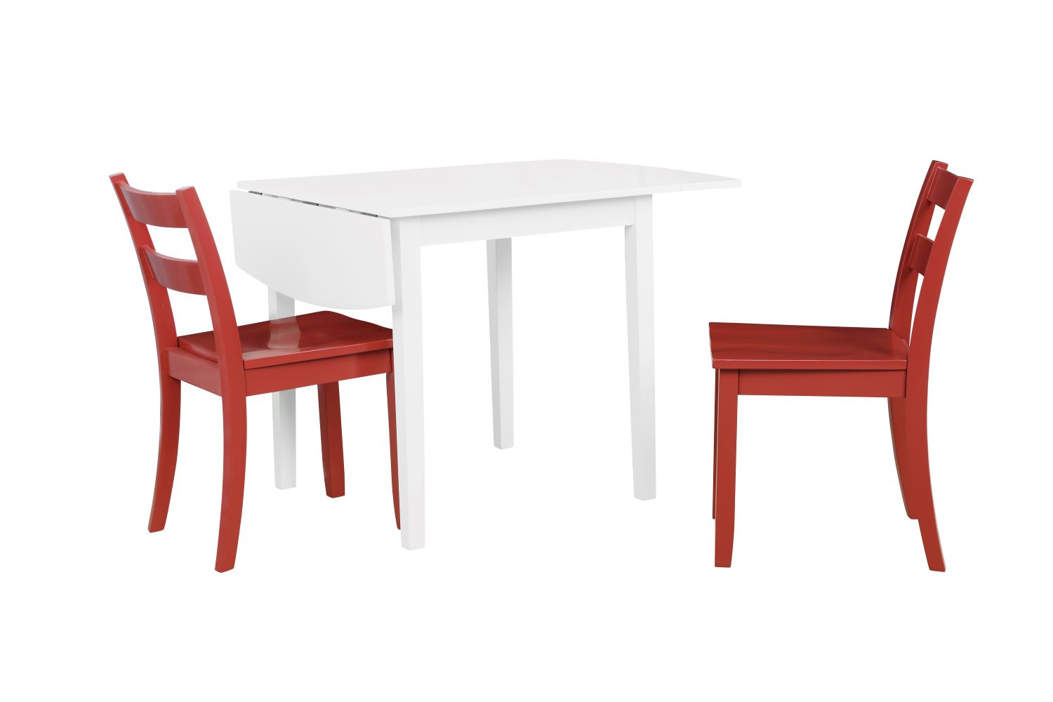 Florian 3-Piece Square Drop Leaf Dining Set - White, Red