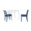Florian 3-Piece Square Drop Leaf Dining Set - White, Navy