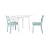 Florian 3-Piece Square Drop Leaf Dining Set - White, Aqua Blue