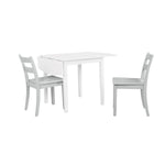 Florian 3-Piece Square Drop Leaf Dining Set - White, Light Grey