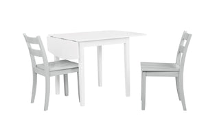 Florian 3-Piece Square Drop Leaf Dining Set - White, Light Grey