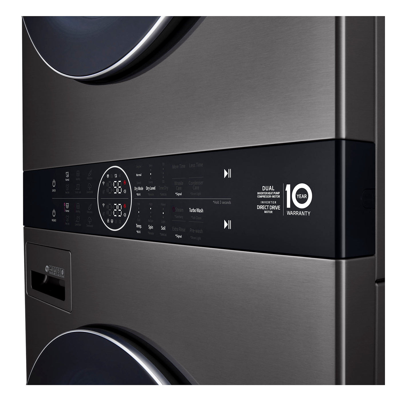 LG Black Stainless Steel Wash Tower™ 5.2 Cu. Ft. Front Load Washer and 7.4 Cu. Ft. Heat Pump Ventless Dryer - WKHC202HBA