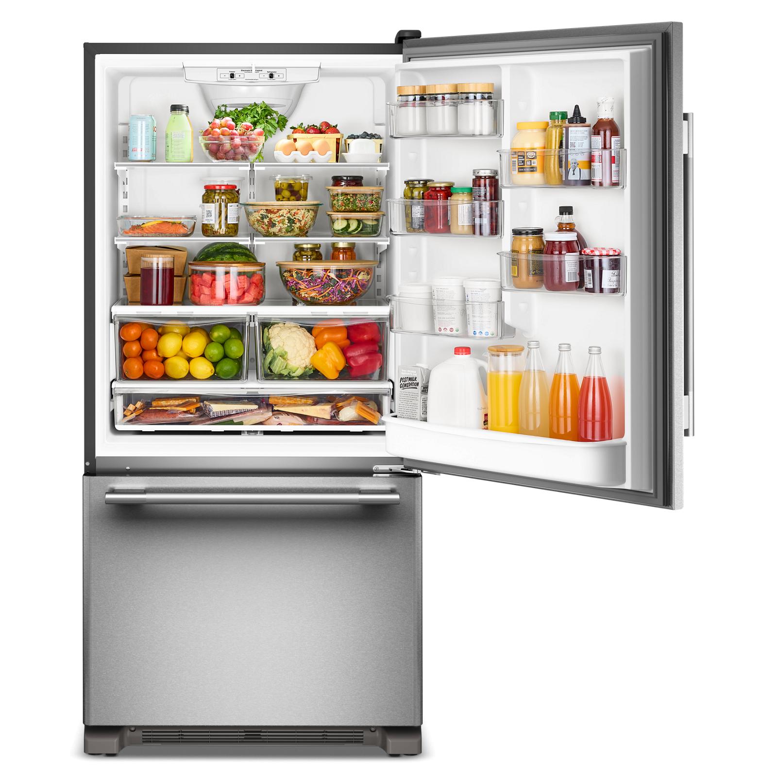 KitchenAid 33" 22 Cu. Ft. PrintShield Stainless Steel Bottom Mount Refrigerator - KRBR133SPS
