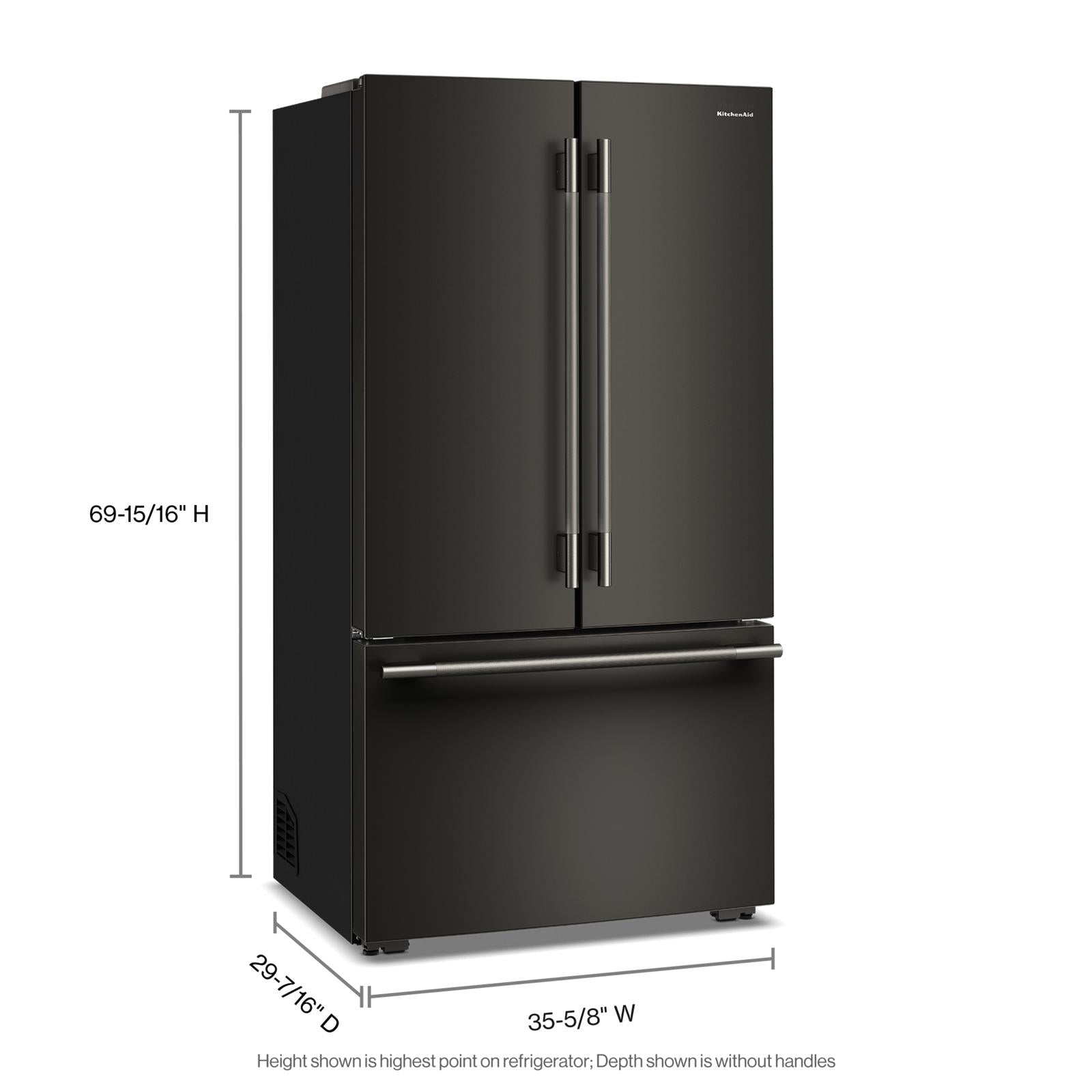 KitchenAid 36" 24.0 Cu. Ft. Black Ore Counter-Depth French Door Refrigerator - KRFC236SBE