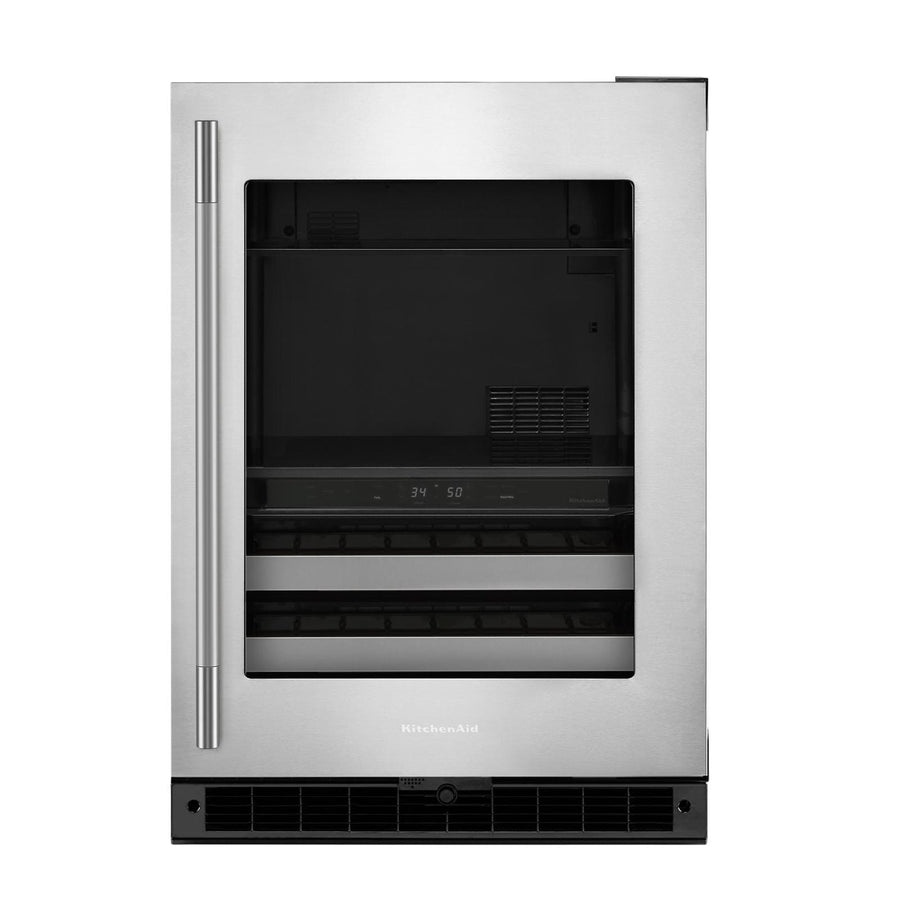 KitchenAid 24" 5.0 Cu. Ft. Black Cabinet with Stainless Steel Doors Undercounter Refrigerator - KUBR524SSB