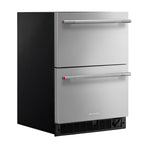 KitchenAid 24" 4.3 Cu. Ft. Black Cabinet with Stainless Steel Doors Undercounter Double-Drawer Refrigerator - KUCT524SSB