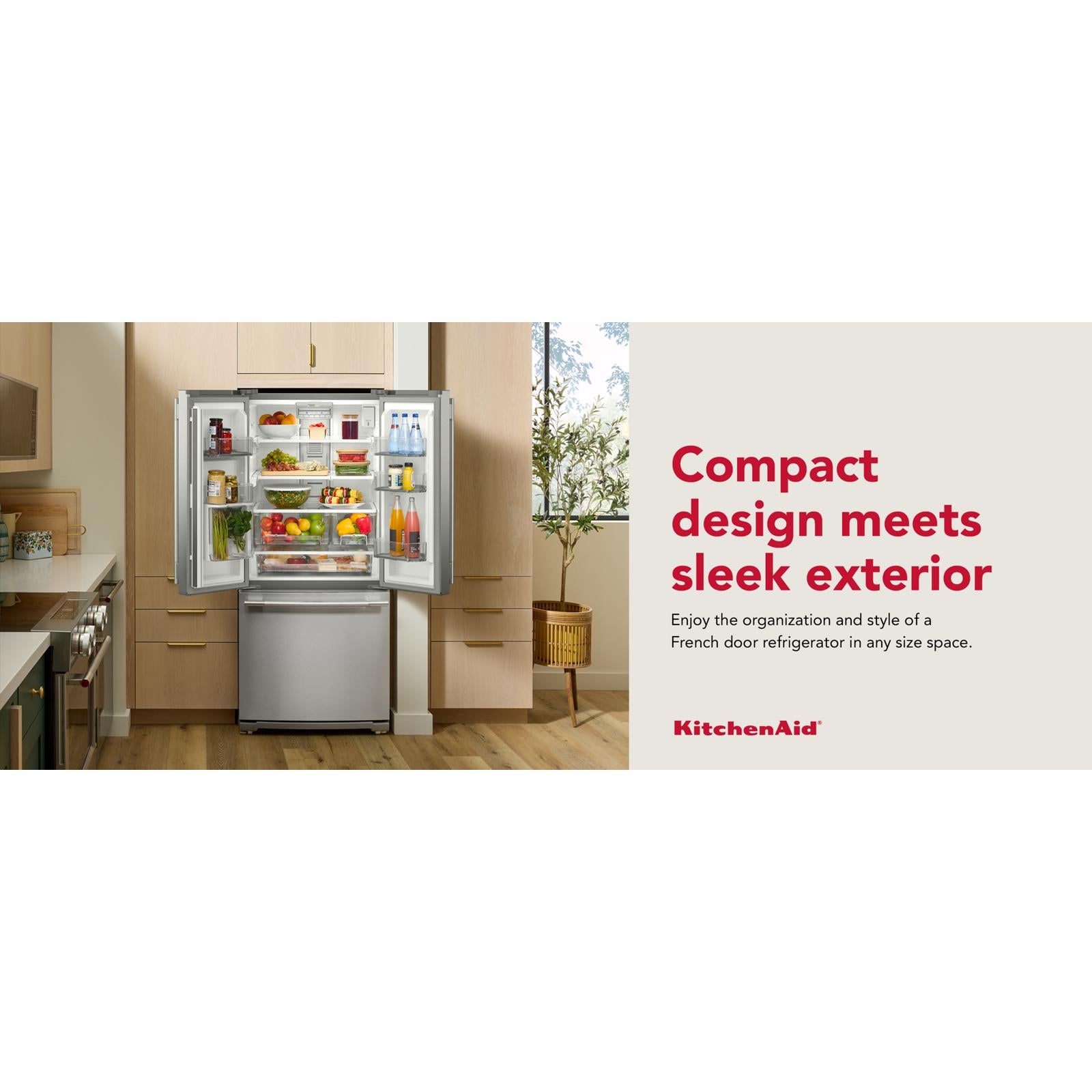 KitchenAid 30" 20.0 Cu. Ft. PrintShield Stainless Steel Standard Depth French Door Refrigerator - KRFF330SPS