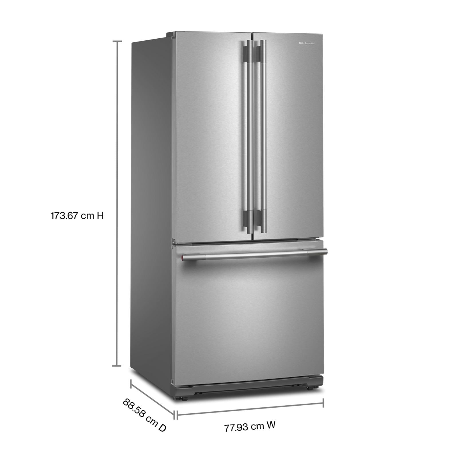 KitchenAid 30" 20.0 Cu. Ft. PrintShield Stainless Steel Standard Depth French Door Refrigerator - KRFF330SPS