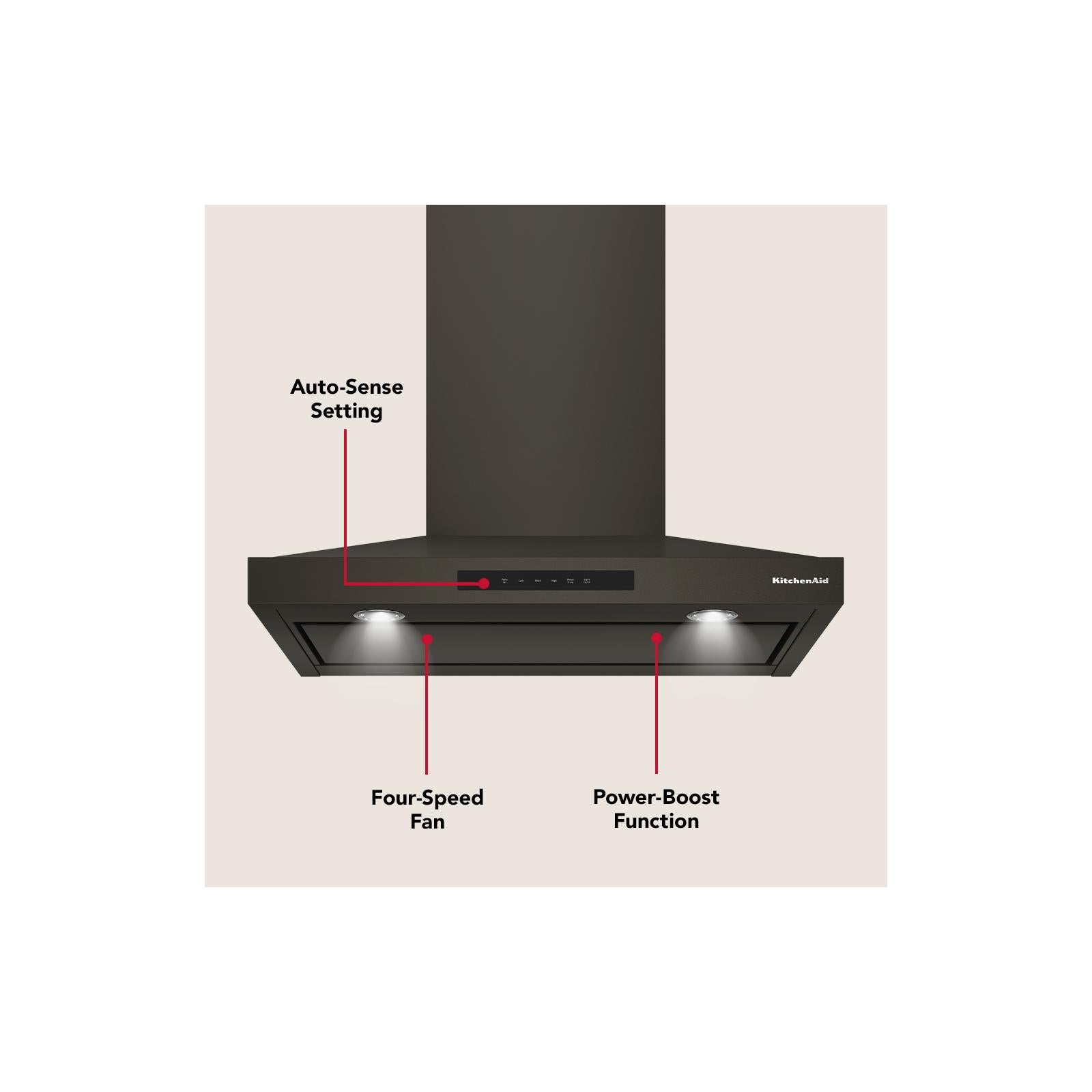 KitchenAid® Black Ore 30" 400 CFM Wall-Mount Canopy Hood - KVWC730SBE