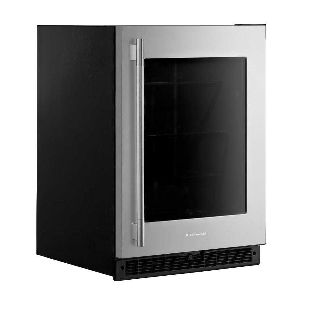 KitchenAid 24" 5.2 Cu. Ft. Black Cabinet with Stainless Steel Doors Undercounter Refrigerator - KURR324SSB