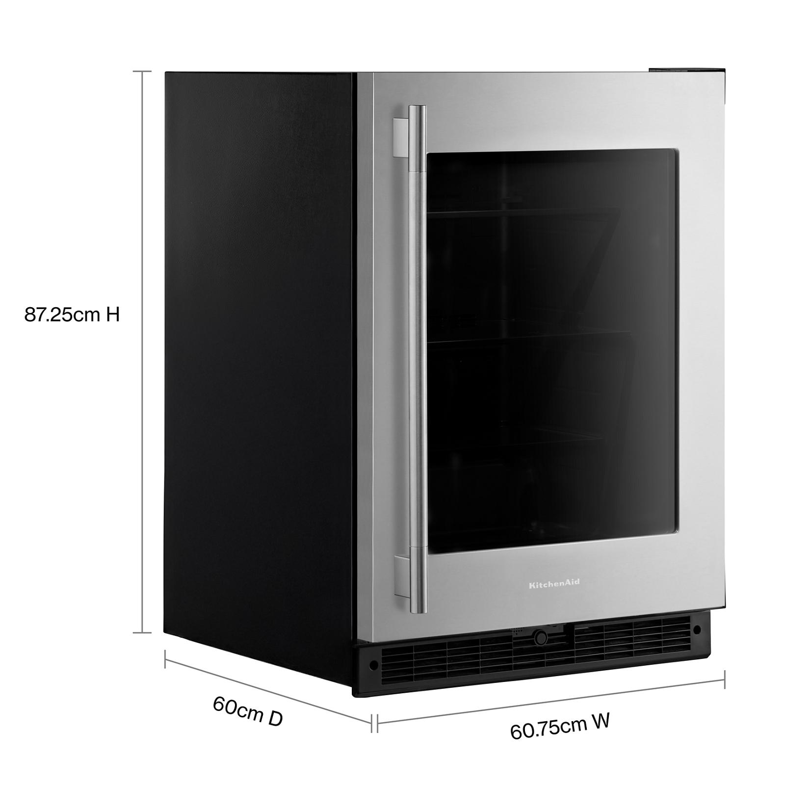 KitchenAid 24" 5.2 Cu. Ft. Black Cabinet with Stainless Steel Doors Undercounter Refrigerator - KURR324SSB