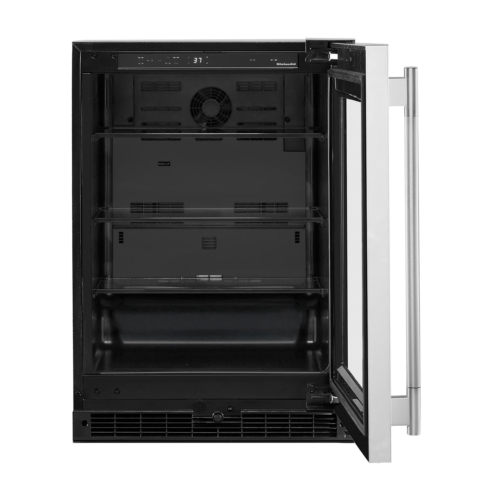KitchenAid 24" 5.2 Cu. Ft. Black Cabinet with Stainless Steel Doors Undercounter Refrigerator - KURR324SSB