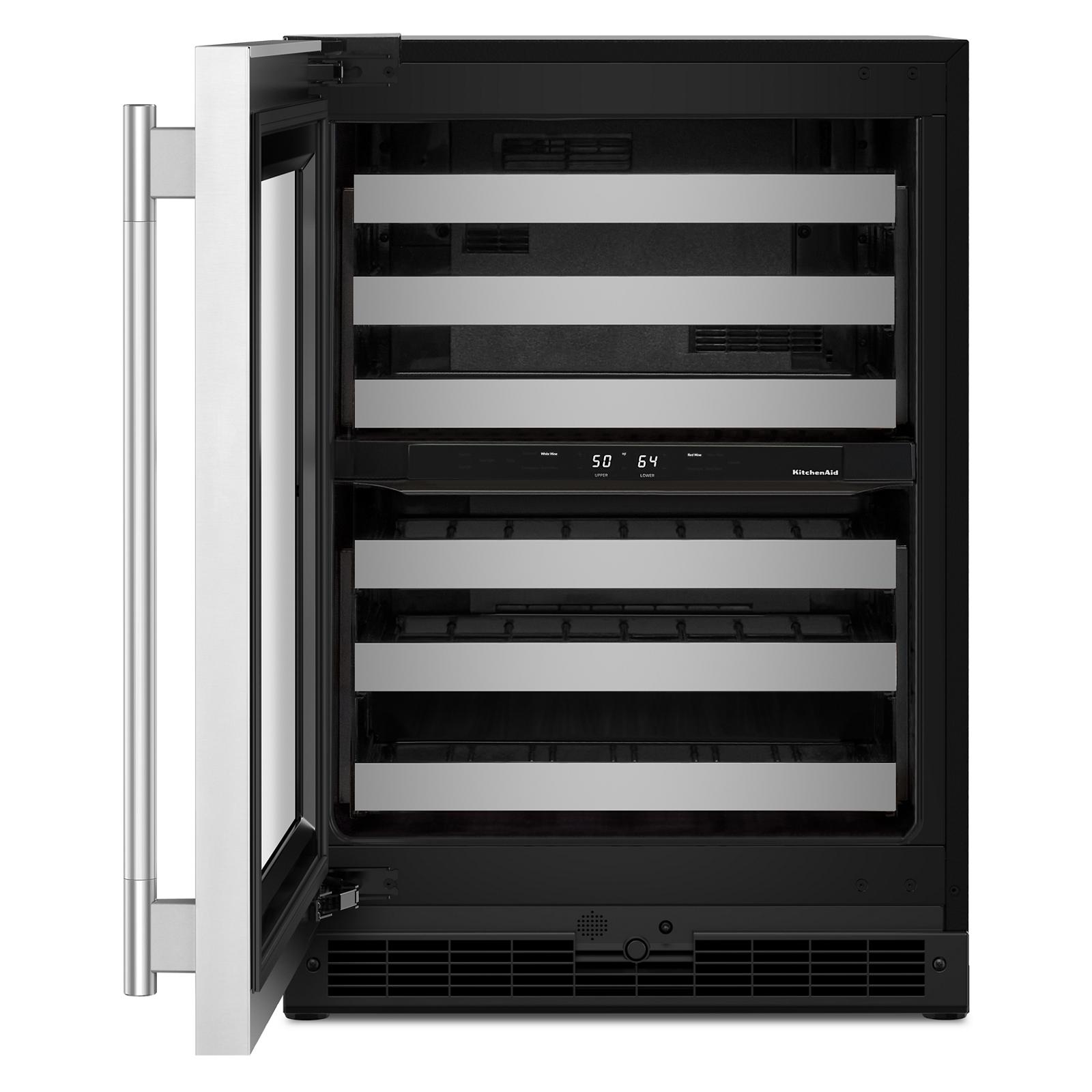KitchenAid 24" 5.0 Cu. Ft. Black Cabinet with Stainless Steel Doors Undercounter Refrigerator - KUWL324SSB