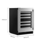 KitchenAid 24" 5.0 Cu. Ft. Black Cabinet with Stainless Steel Doors Undercounter Refrigerator - KUWL324SSB