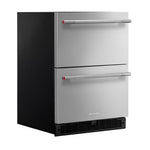 KitchenAid 24" 4.4 Cu. Ft. Black Cabinet with Stainless Steel Doors Undercounter Double-Drawer Refrigerator - KURT524SSB