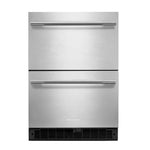 KitchenAid 24" 4.4 Cu. Ft. Black Cabinet with Stainless Steel Doors Undercounter Double-Drawer Refrigerator - KURT524SSB
