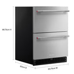 KitchenAid 24" 4.4 Cu. Ft. Black Cabinet with Stainless Steel Doors Undercounter Double-Drawer Refrigerator - KURT524SSB