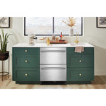 KitchenAid 24" 4.4 Cu. Ft. Black Cabinet with Stainless Steel Doors Undercounter Double-Drawer Refrigerator - KURT524SSB