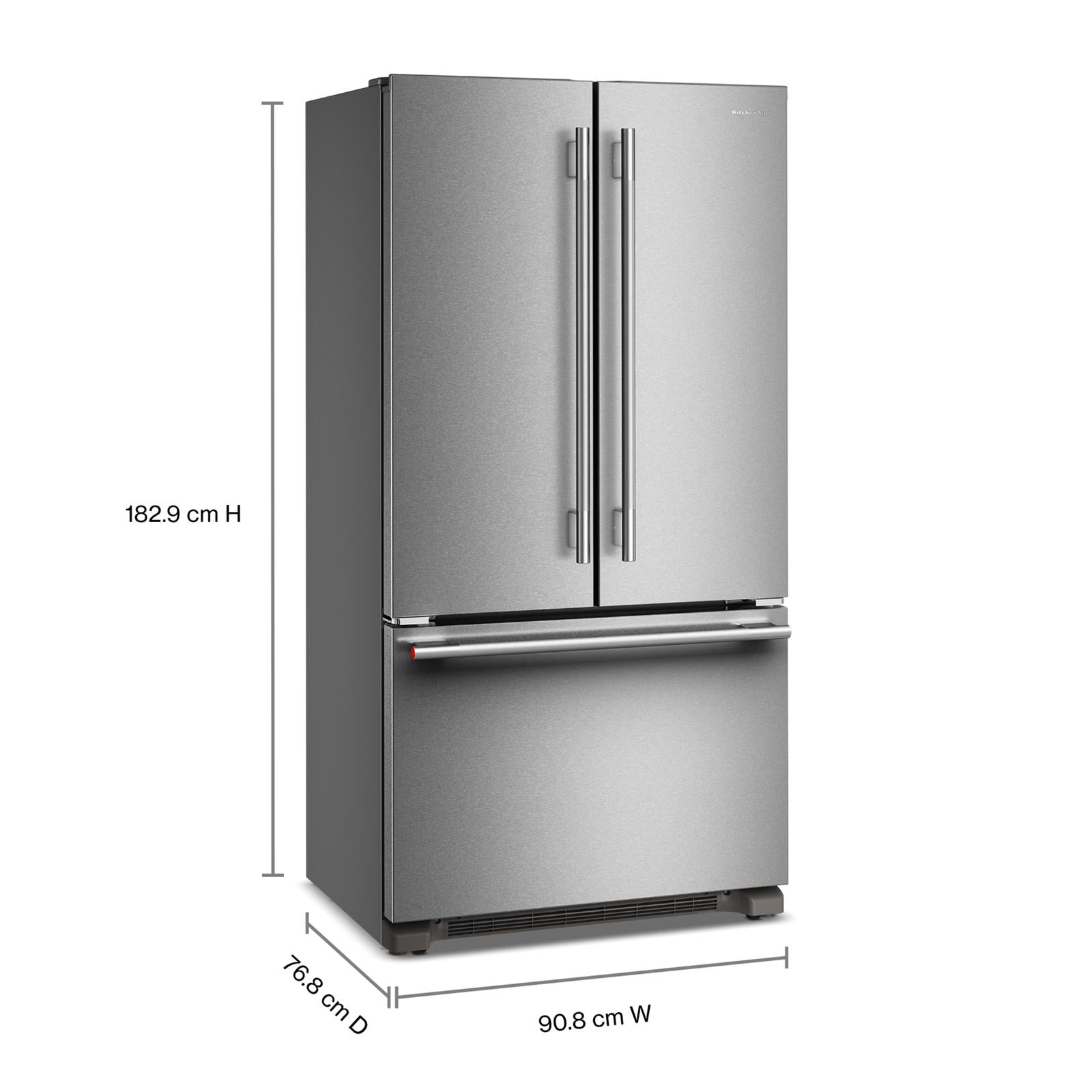 KitchenAid 36" 22.0 Cu. Ft. PrintShield Stainless Steel Counter-Depth French Door Refrigerator - KRFC136TPS