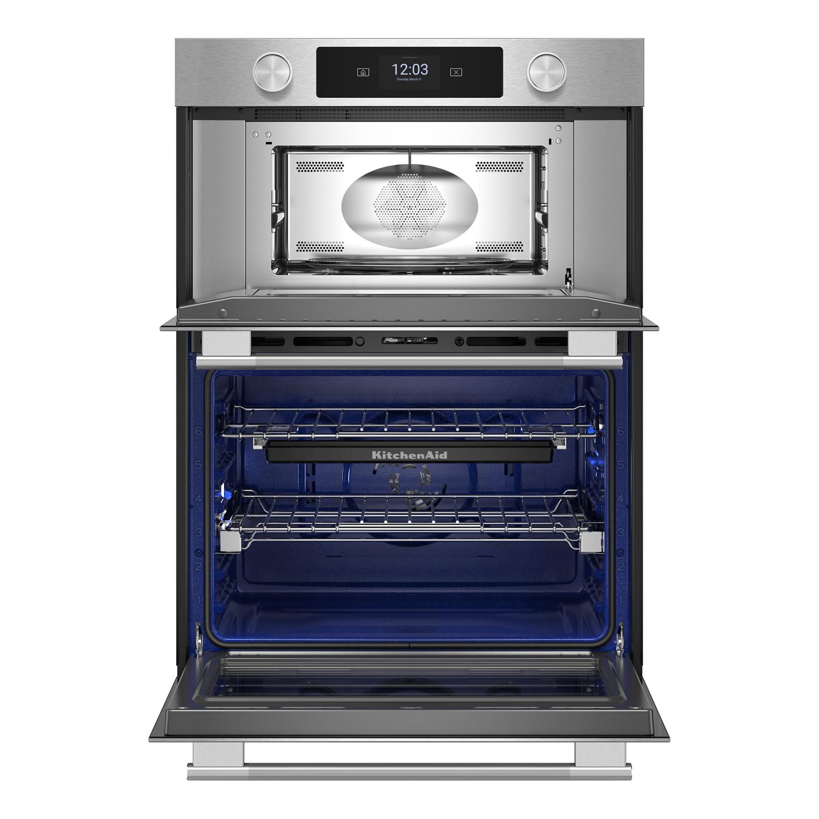 KitchenAid PrintShield Stainless 27" Wall Oven with Microwave (5.7 cu ft) - KOEC727SPS