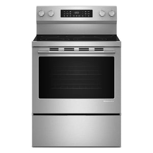 KitchenAid PrintShield™ Stainless Finish Freestanding Smart Electric Convection Range (5.3 Cu. Ft.) - YKFES330TPS