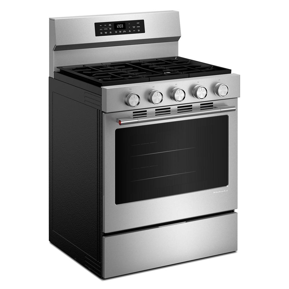 KitchenAid PrintShield™ Stainless Finish Freestanding Smart Gas Convection Range (5.0 Cu. Ft.) - KFGS330TPS