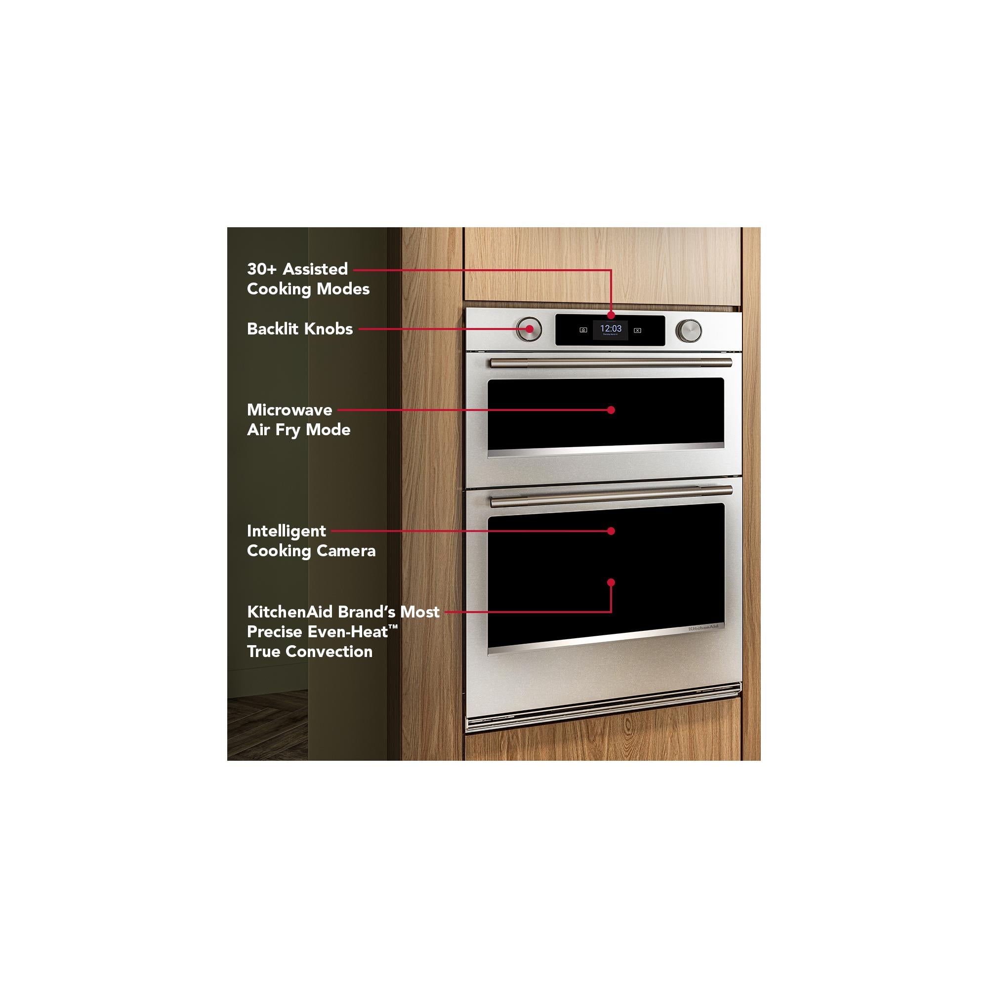 KitchenAid PrintShield™ Stainless 30" Wall Oven with Microwave with Intelligent Cooking Camera (5 cu ft) - KOEC930SPS--