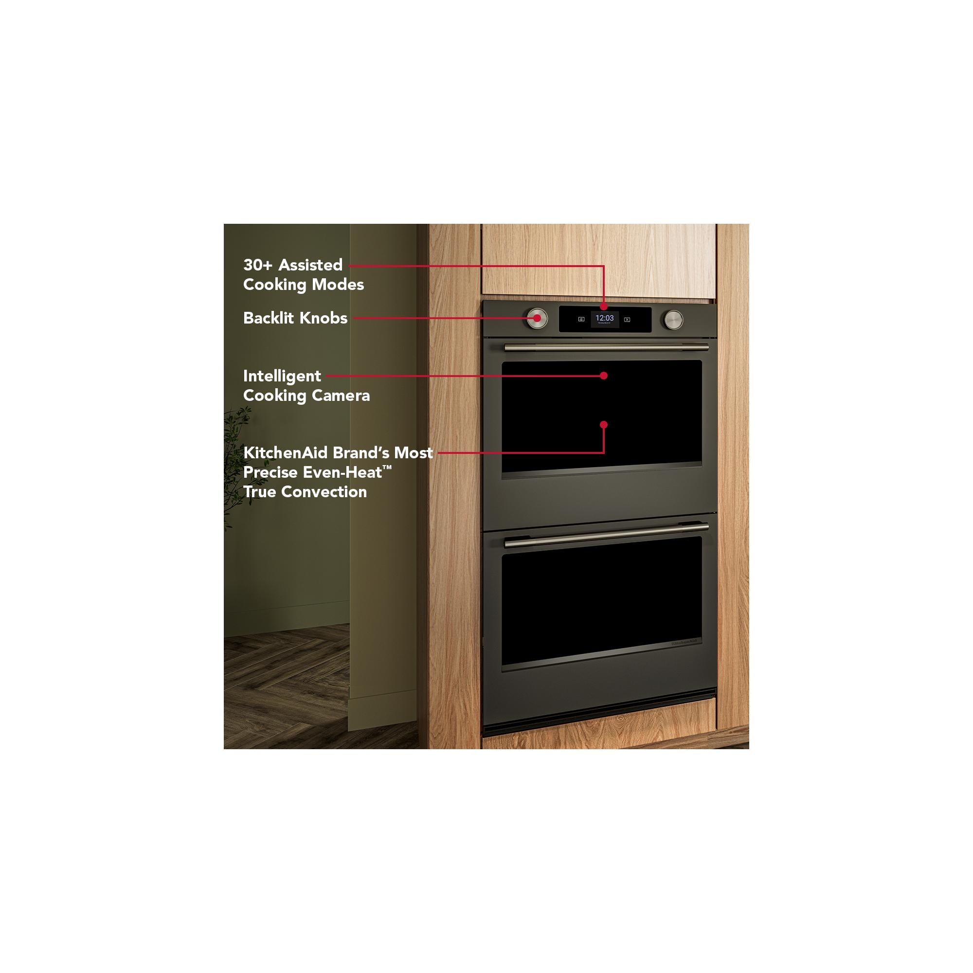 KitchenAid Black Ore 30" Smart Electric Double Wall Oven with Intelligent Cooking Camera (10 Cu. Ft.) - KOED930SBE--
