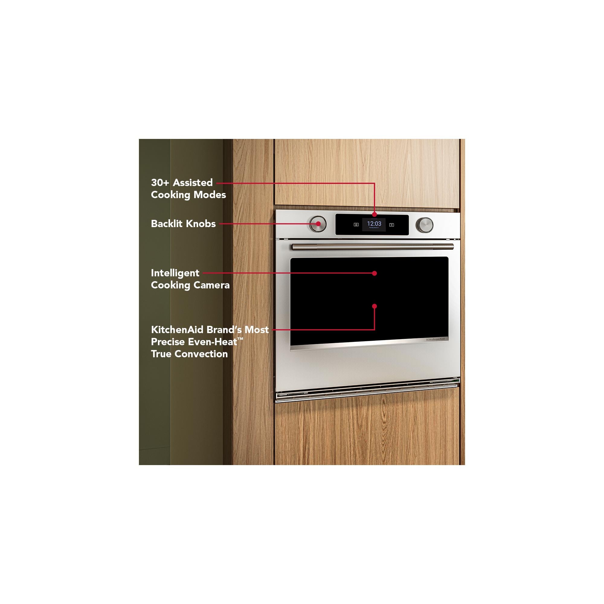 KitchenAid PrintShield™ Stainless 30" Wall Oven with Intelligent Cooking Camera (5 cu ft) - KOES930SPS--