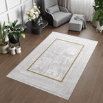 Merinos Lazer 5'3" x 7'5" Area Rug - Light Grey